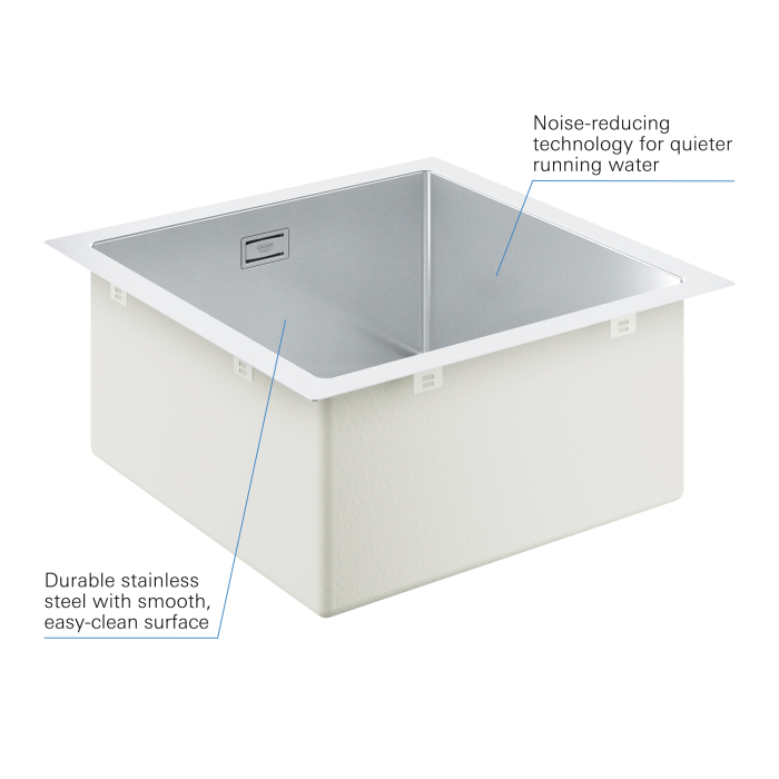 Chiuveta bucatarie Grohe 31578SD1, K700, 464 x 464 mm, pe blat, 1 cuva, ventil, crom [6]