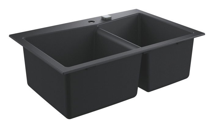 Chiuveta bucatarie Grohe 31657AP0, K700, quartz, 840 x 560 mm, pe blat, 2 cuve, evacuare, negru [2]