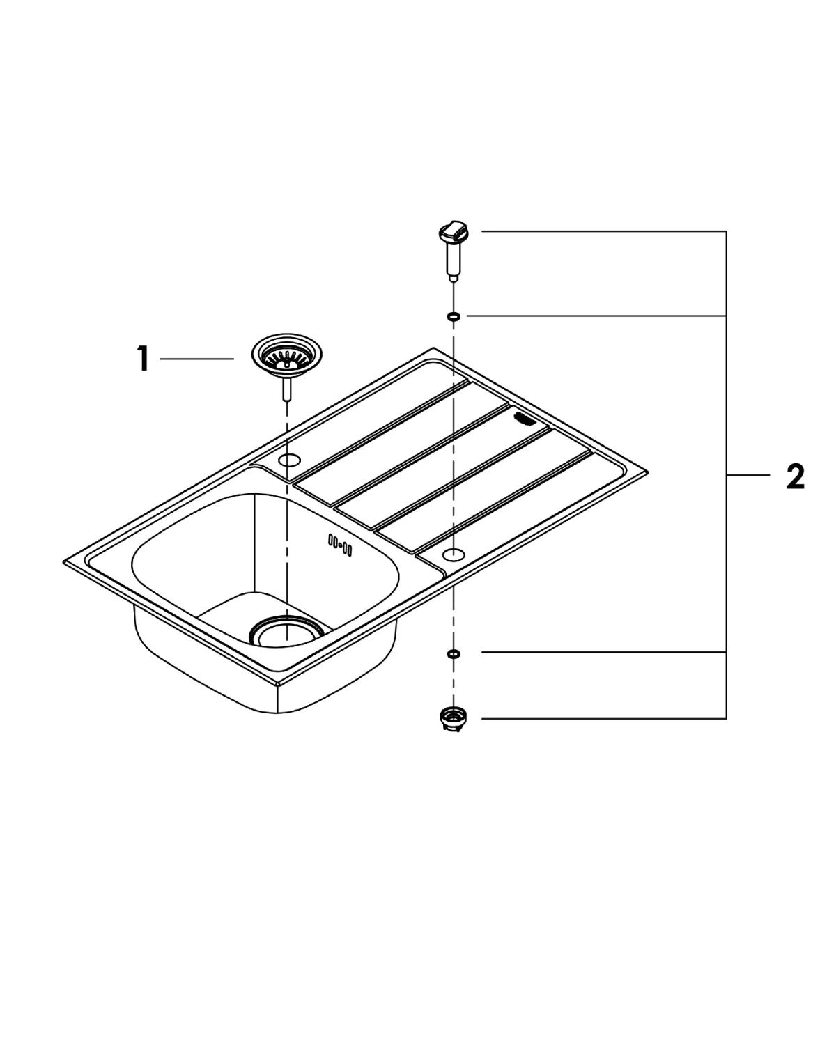 Chiuveta bucatarie Grohe K200, otel, 860 x 500 mm, pe blat, reversibila, crom, 31552SD1 [5]