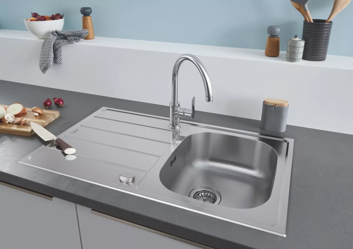 Chiuveta bucatarie Grohe K200, otel, 860 x 500 mm, pe blat, reversibila, crom, 31552SD1 [7]