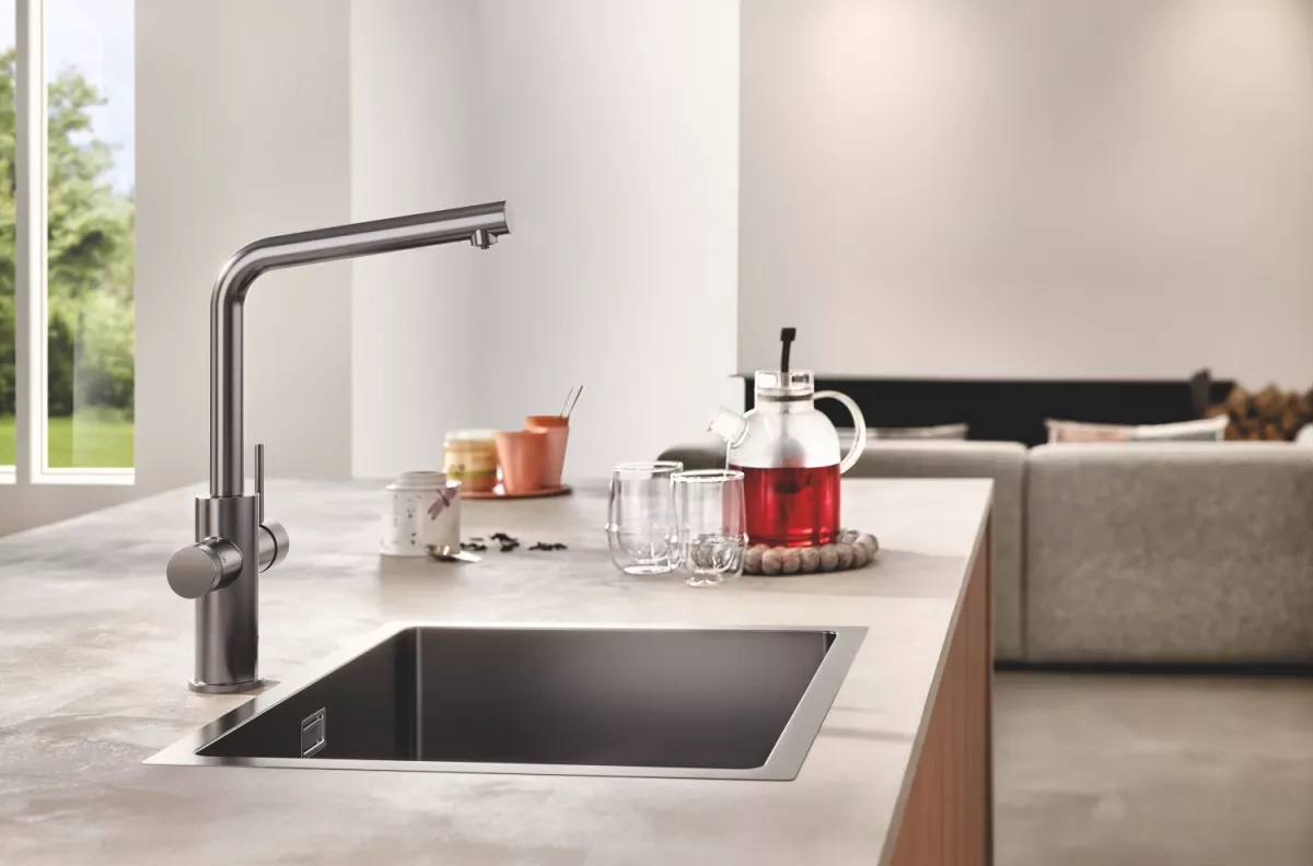 Chiuveta bucatarie Grohe K700U, otel, 540 x 440 mm, in/sub blat, evacuare, mat, grafit, 31574AL1 [10]