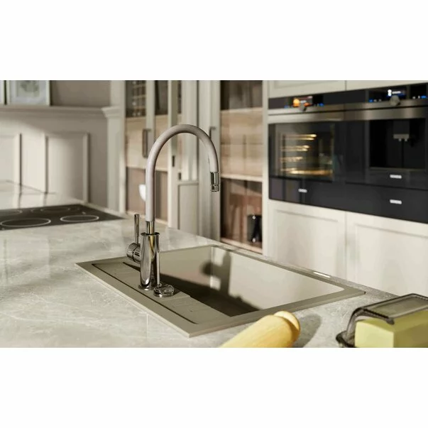 Chiuveta compozit Ferro Mezzo II granit 58x48 cm bej nisip [4]