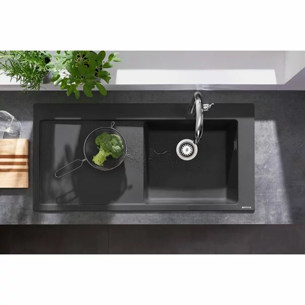 Chiuveta compozit Hansgrohe S51 SilicaTec negru grafit dreapta 105x51 cm [2]