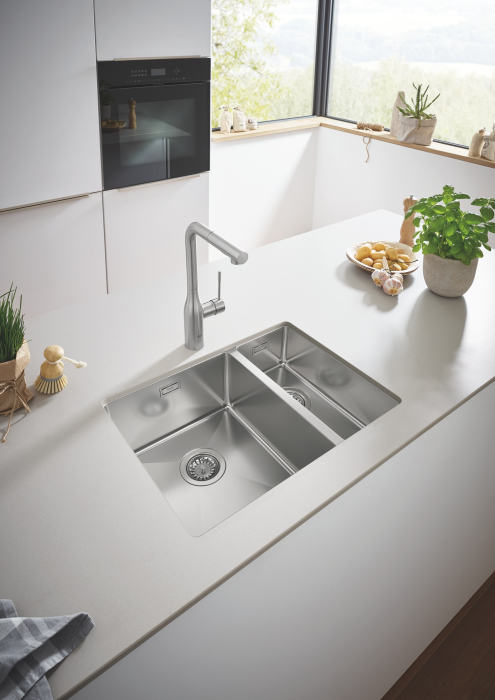 Chiuveta de bucatarie Grohe 31577SD1, K700, 585 x 440 mm, montare in blat, 2 cuve, sistem de scurgere, otel inoxidabil [2]