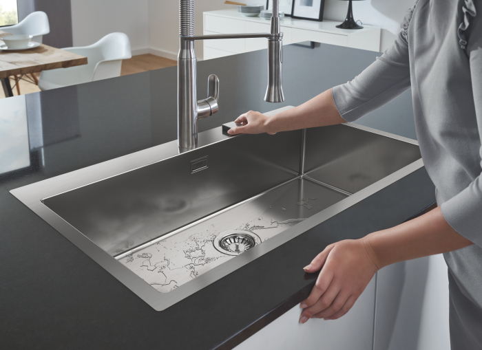 Chiuveta de bucatarie Grohe 31584SD1, K800, montare in/pe blat, 846 x 510 mm, 1 cuva, evacuare automata, inox satinat [7]