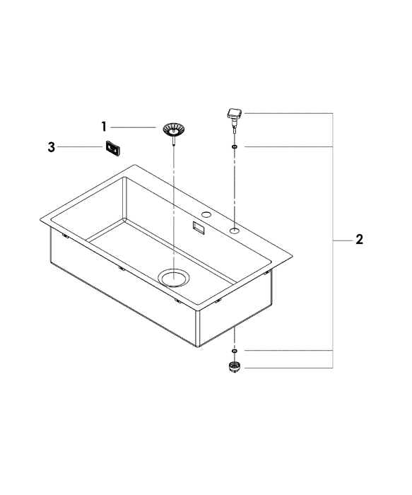Chiuveta de bucatarie Grohe 31584SD1, K800, montare in/pe blat, 846 x 510 mm, 1 cuva, evacuare automata, inox satinat [4]