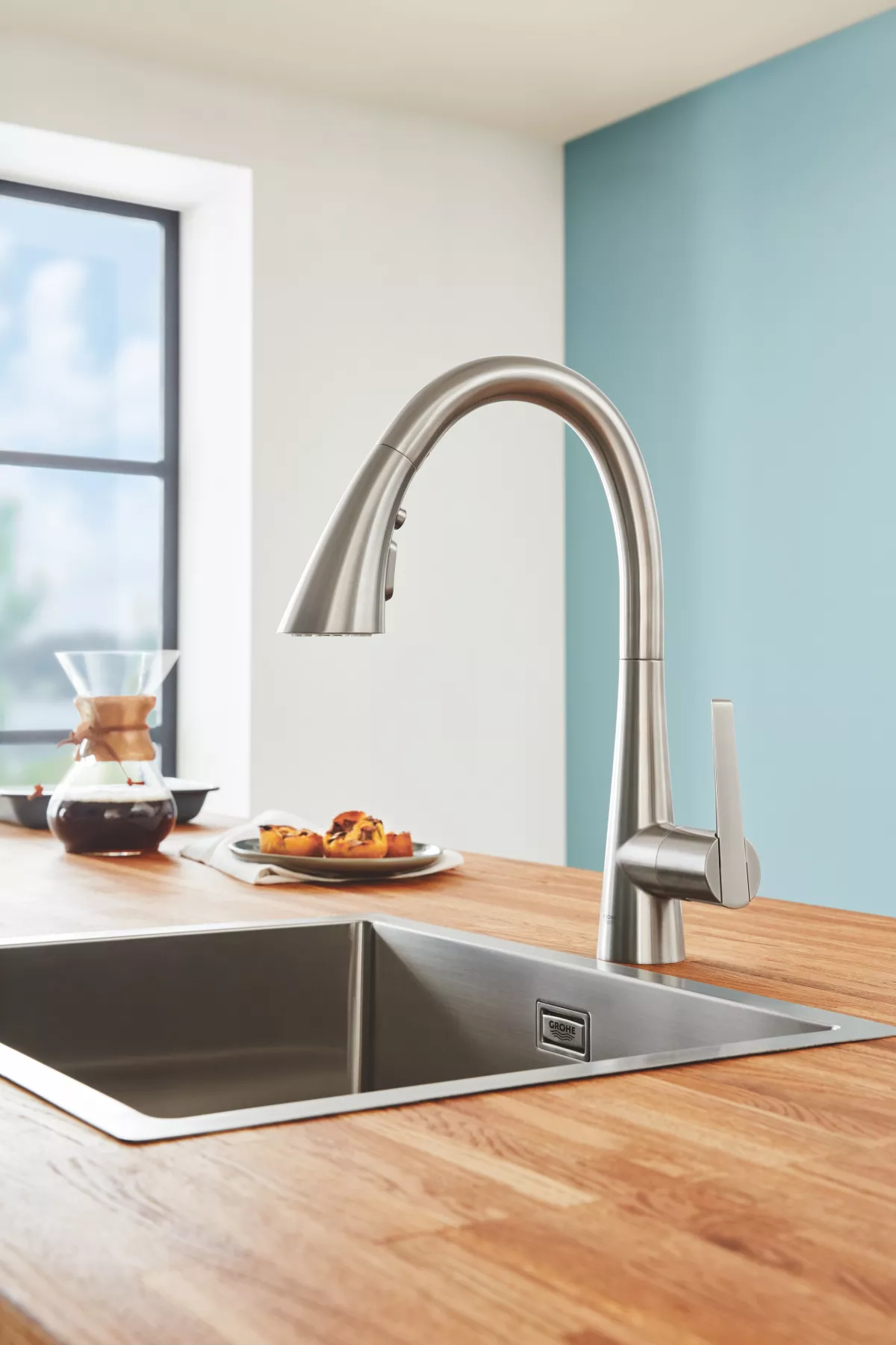 Chiuveta din otel inoxidabil Grohe K700 31726SD0, 550 x 450 mm, 1 cuva, montare sub, pe sau in blat, inox satinat [4]