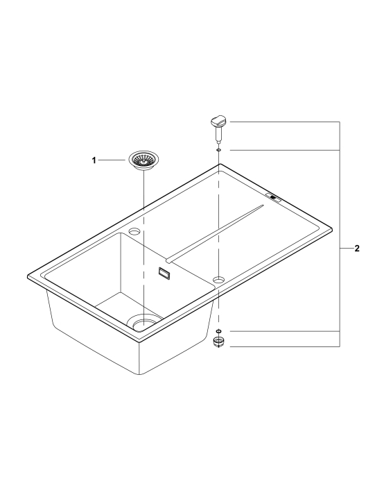 Chiuveta Quartz composite Grohe 31640AP0, K400, 860 x 500 mm, pe blat, reversibila, ventil, negru [5]