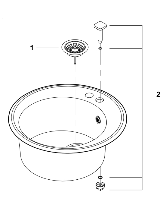 Chiuveta Quartz composite Grohe 31656AP0, K200, 380 x 200 mm, montare pe blat, evacuare manuala, Kit montaj si evacuare [6]