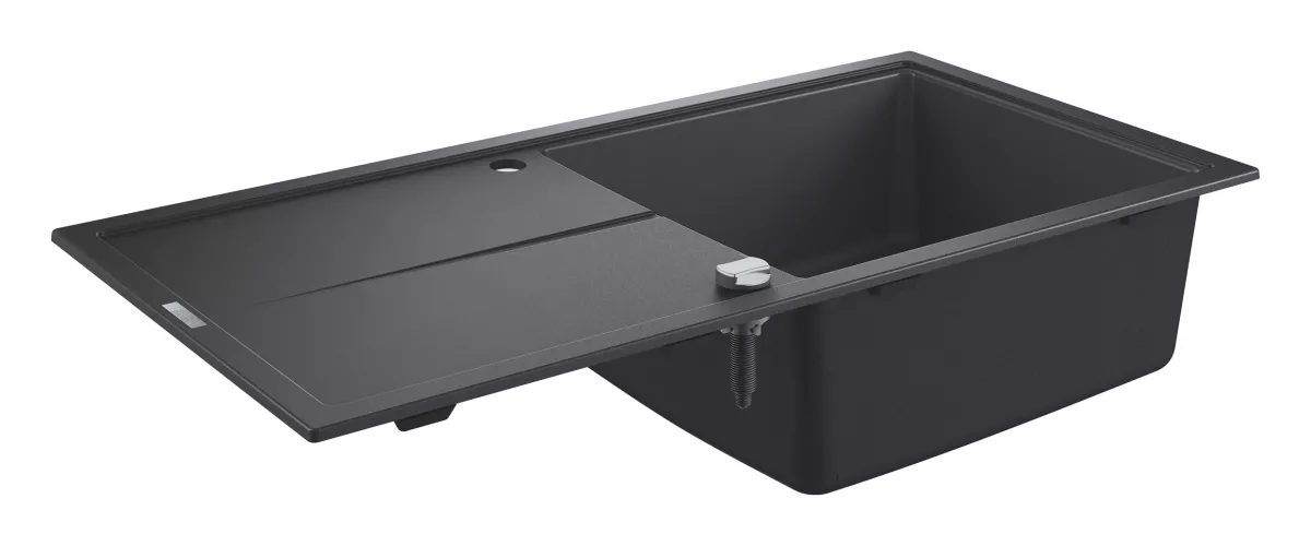Chiuveta Quartz composite Grohe K400 31641AP0, 1000 x 500 mm, reversibil, montare pe blat, evacuare, negru [3]