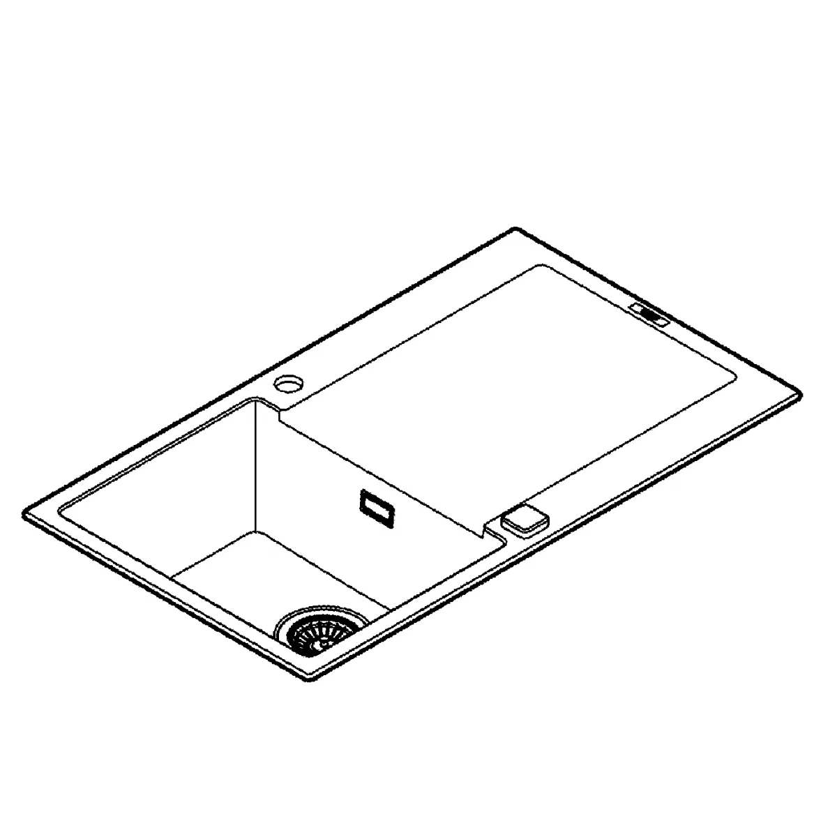Chiuveta Quartz composite Grohe K500 31644AP0, 860 x 500 mm, montare pe blat, evacuare, negru [11]