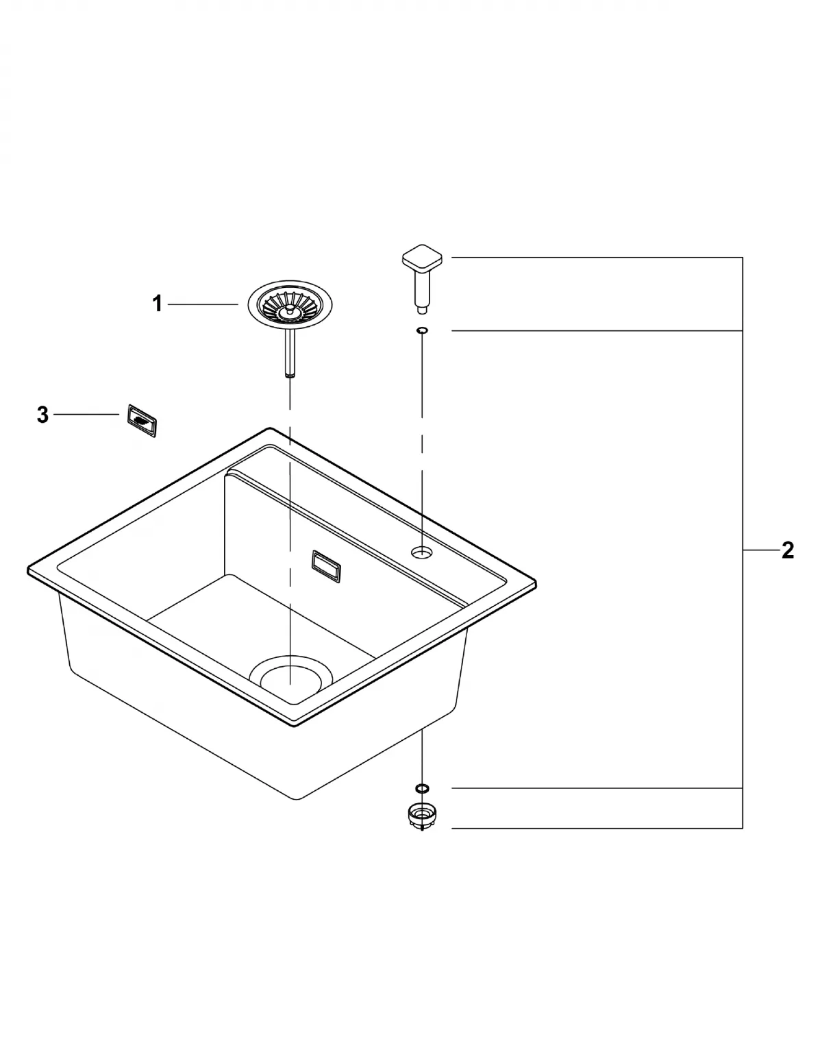 Chiuveta Quartz composite Grohe K700 31651AP0, 560 x 510 mm, montare pe blat, evacuare automata, Kit montaj si evacuare, Negru [5]