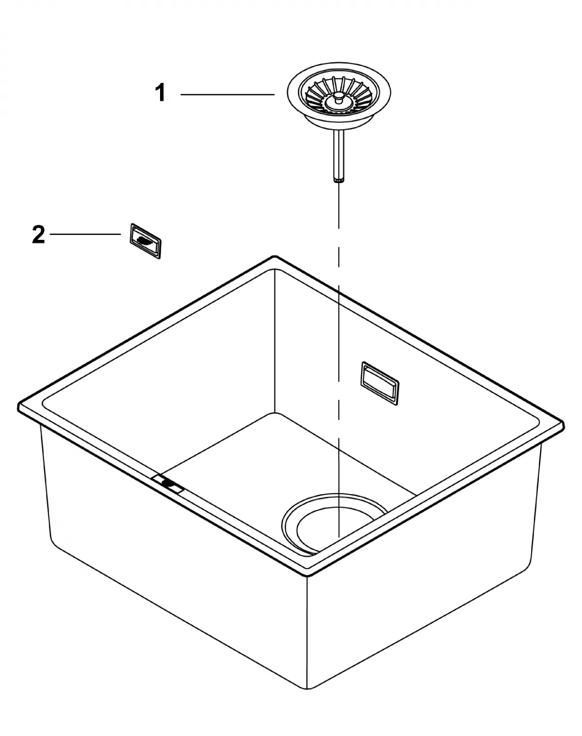 Chiuveta Quartz composite Grohe K700U 31653AP0, 457 x 406 mm, montare sub blat, evacuare manuala, Kit montaj si evacuare, Negru [5]