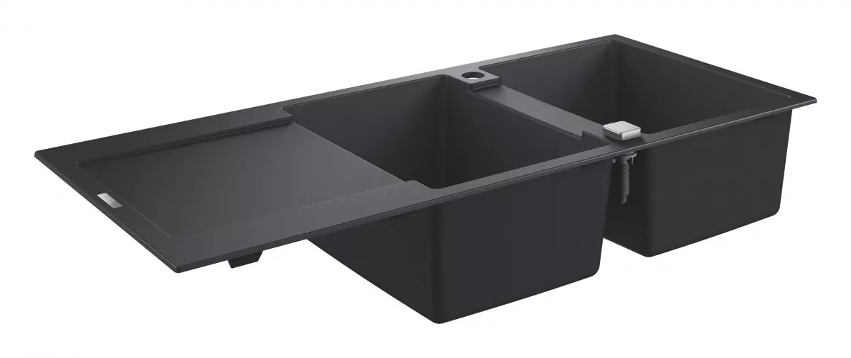 Chiuveta Quartz Grohe K500 31647AP0, 1160 x 500 mm, pe blat, evacuare, negru [3]