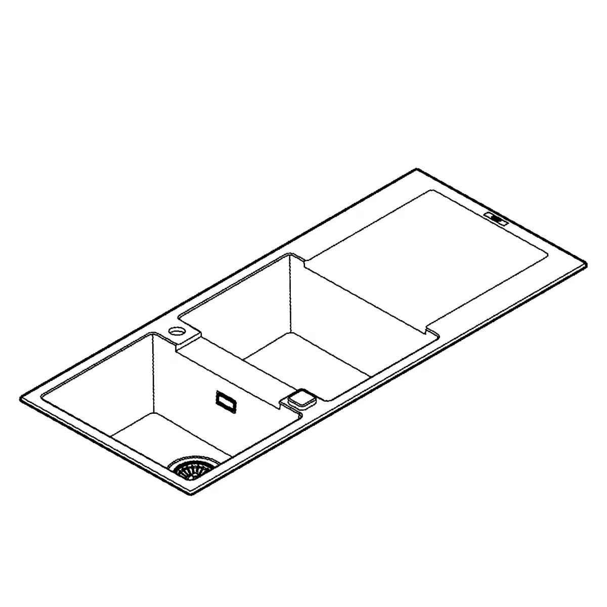 Chiuveta Quartz Grohe K500 31647AP0, 1160 x 500 mm, pe blat, evacuare, negru [6]