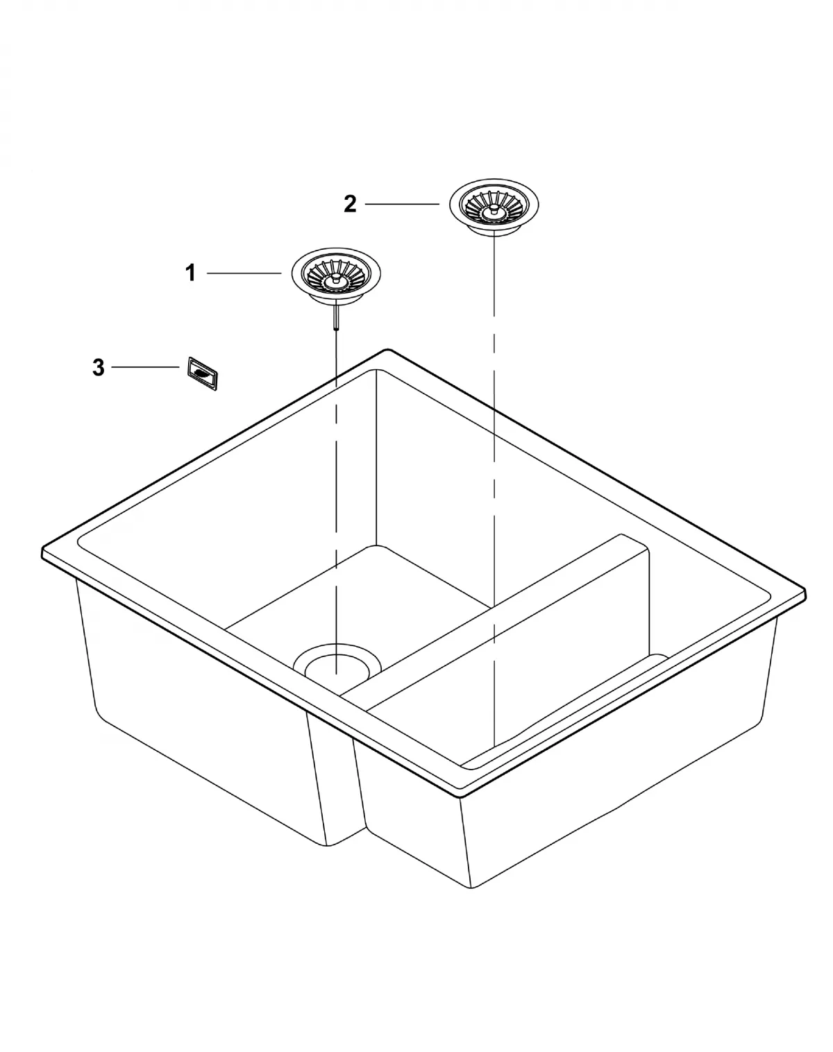 Chiuveta Quartz Grohe K500 31648AP0, 555 x 460 mm, pe/sub blat, evacuare, negru [5]