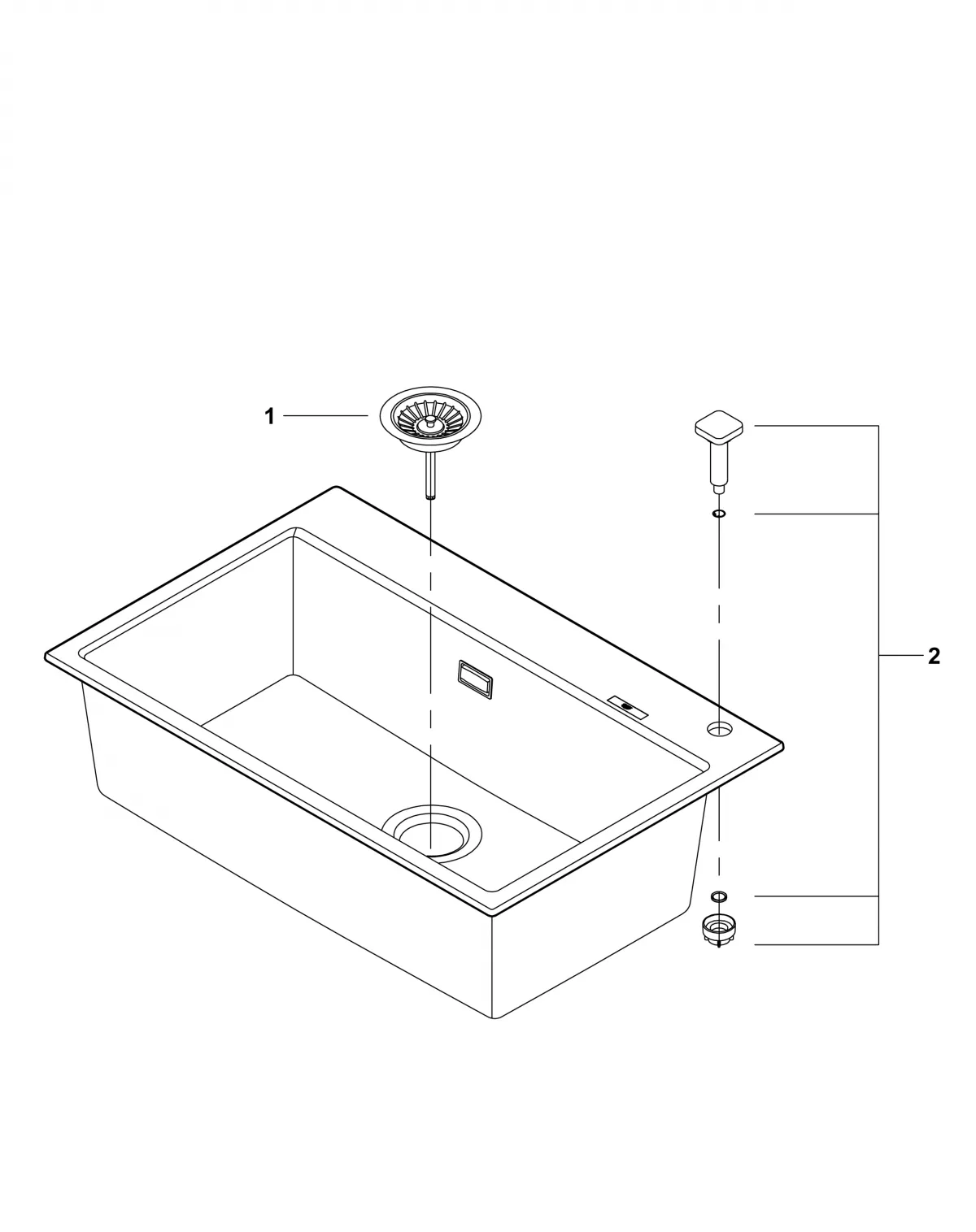 Chiuveta Quartz Grohe K700 31652AP0, 780 x 510 mm, pe blat, evacuare, negru [8]