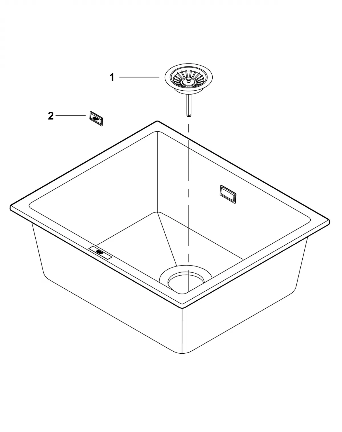 Chiuveta Quartz Grohe K700U 31654AP0, 533 x 457 mm, sub blat, evacuare, negru [7]