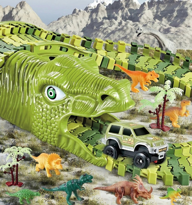 Circuit masinute dinosaur park 240 segmente pista configurabila, 360 cm lungime, multicolor [6]