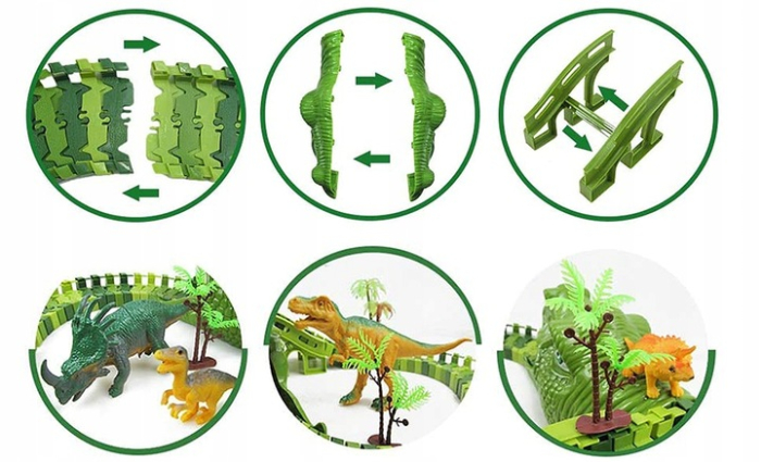 Circuit masinute dinosaur park 240 segmente pista configurabila, 360 cm lungime, multicolor [5]