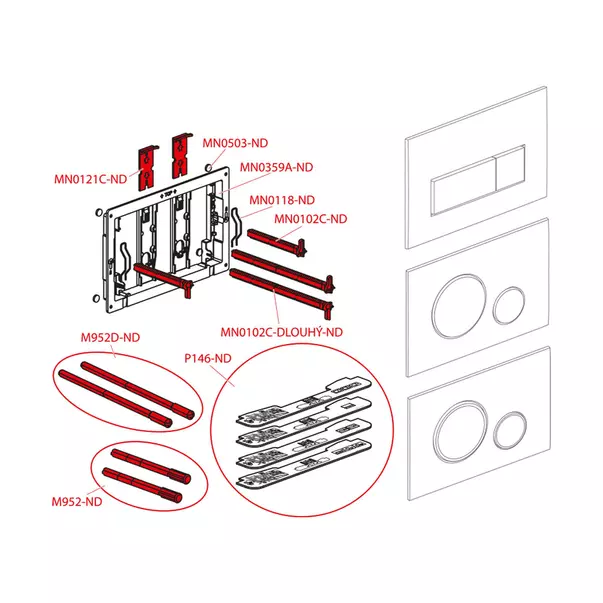 Clapeta de actionare Alca Thin M770 alb - crom lucios [3]