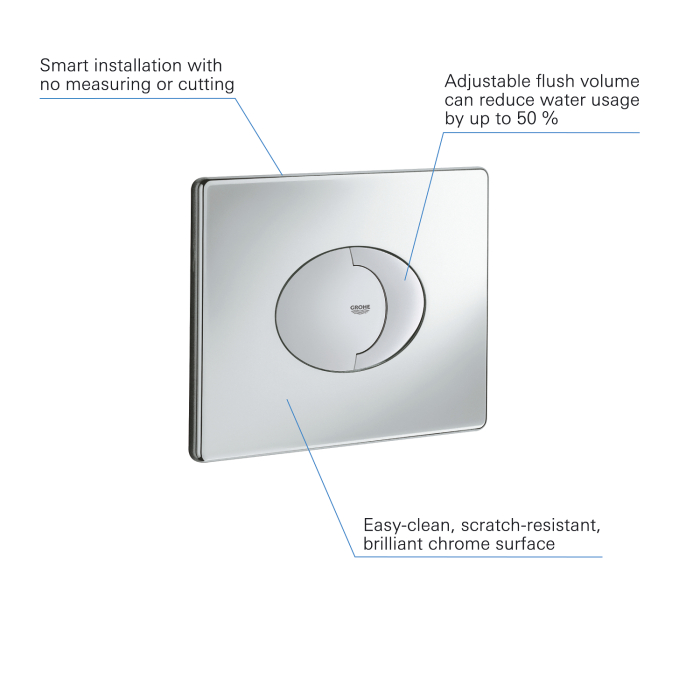 Clapeta WC Grohe 38506000, 156 mm, 197 mm, functie eco, orizontala, incastrat pentru tip rezervor, Crom [2]