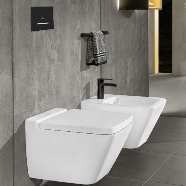 Clapeta WC Villeroy & Boch ViConnect, dubla, orizontala, 253 x 145 mm, ABS, mat, negru/crom, 922169AN [4]