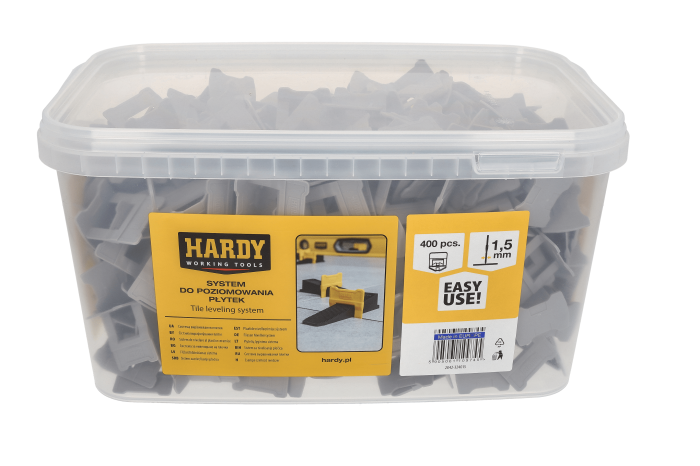 Cleme de nivelare a placilor Hardy, chit de 1,5 mm, grosime 3-16 mm, 400 buc. per galeata [2]
