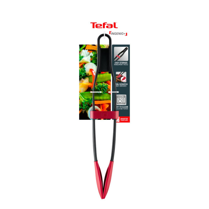 Cleste de bucatarie Tefal Ingenio+ K1991334, silicon, rezistent la temperaturi inalte, compatibilitate cu masina de spalat vase, negru & rosu [13]