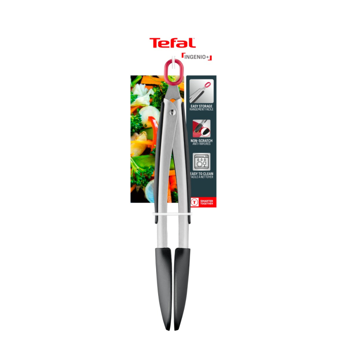Cleste de bucatarie Tefal Ingenio+ K1991534, inox, rezistent la temperaturi inalte, compatibilitate cu masina de spalat vase, argintiu & negru [13]