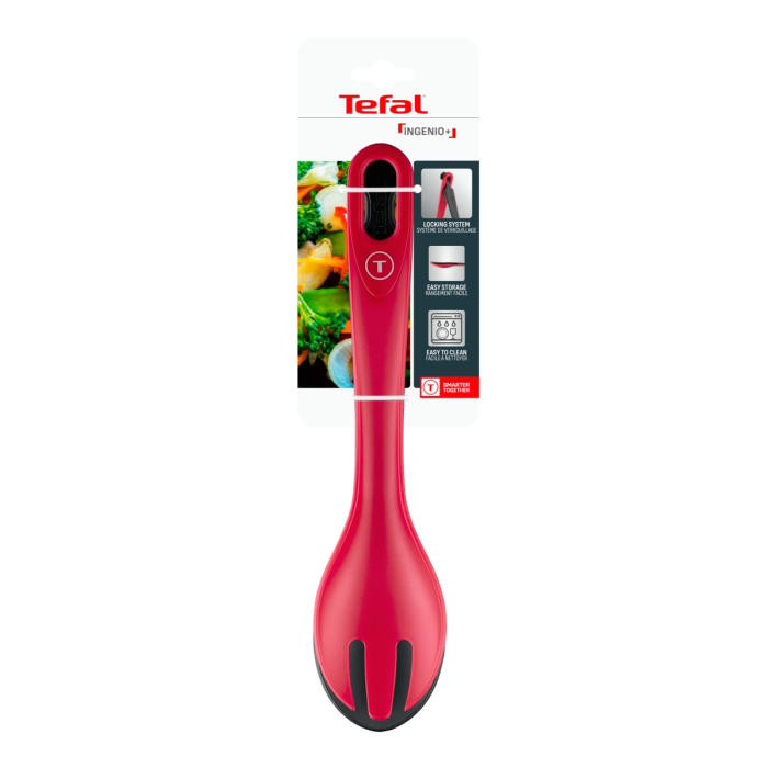 Cleste pentru salata Tefal Ingenio+ K1991434, plastic, sistem de blocare, design stivuibil, compatibilitate cu masina de spalat vase, negru & rosu [15]
