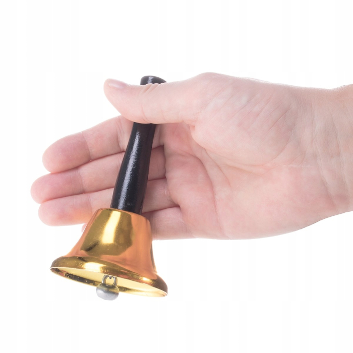 Clopotel auriu din metal, cu maner din lemn, 12cm [2]