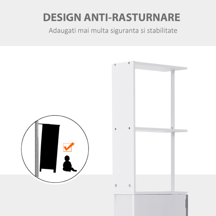  Coloana Baie 15×33×140 cm - Alb & Gri, Spatiu Vertical Compact [6]
