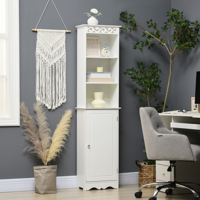  Coloana Baie Lemn Alb - 40×23×160 cm, Decor Sculptura Florala [2]