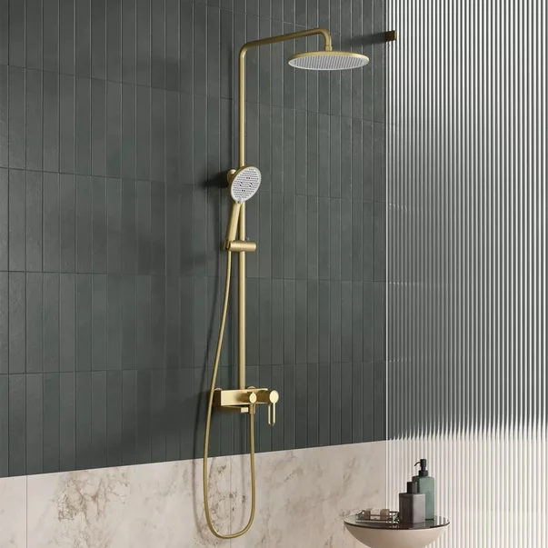 Coloana de dus cu baterie monocomanda FDesign Zaffiro finisaj auriu periat [2]