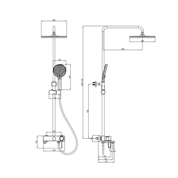 Coloana de dus cu baterie monocomanda FDesign Zaffiro finisaj auriu periat [3]