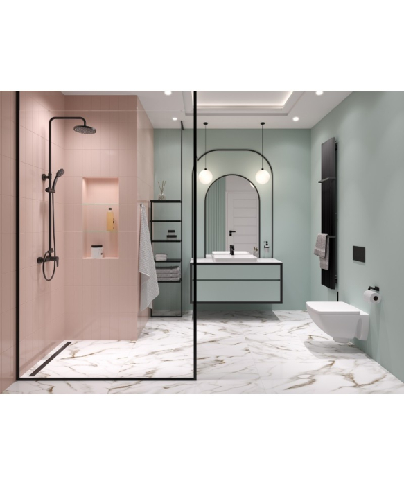 Coloana de dus cu baterie si para de dus monocomanda, negru mat, Ritto Black [2]