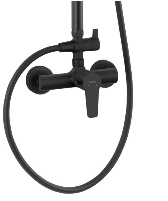 Coloana de dus cu baterie si para de dus monocomanda, negru mat, Ritto Black [6]