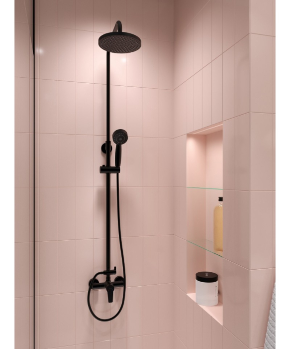 Coloana de dus cu baterie si para de dus monocomanda, negru mat, Ritto Black [3]