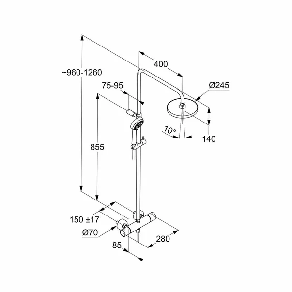 Coloana de dus cu baterie termostatata negru mat Kludi Logo [2]