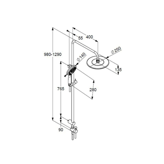 Coloana de dus cu comutator, culoare crom lucios Kludi Freshline [2]