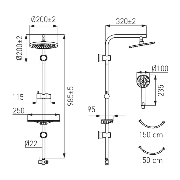 Coloana de dus cu comutator Ferro fara baterie Amiga VerdeLine [2]