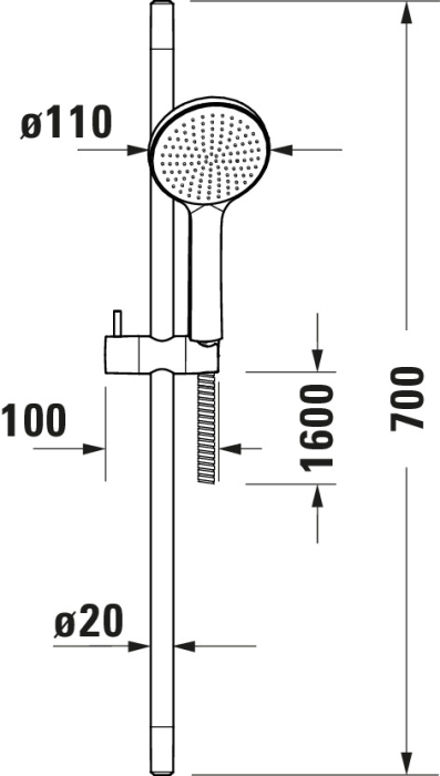 Coloana de dus Duravit UV0680001010, dus, montaj aparent, numar functii para dus 3, lungime furtun m 1.6, crom [2]