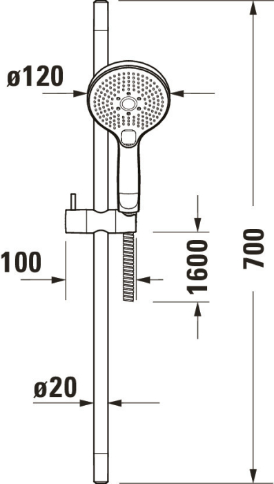 Coloana de dus Duravit UV0680003010, dus, montaj aparent, numar functii para dus 3, lungime furtun m 1.6, crom [6]