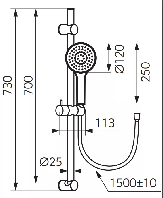 Coloana de dus Fdesign Inula FD3-103-55, 1/2'', 730 mm, 1 pulverizare, 1.5 m, anti-calcar, lucios, auriu [2]