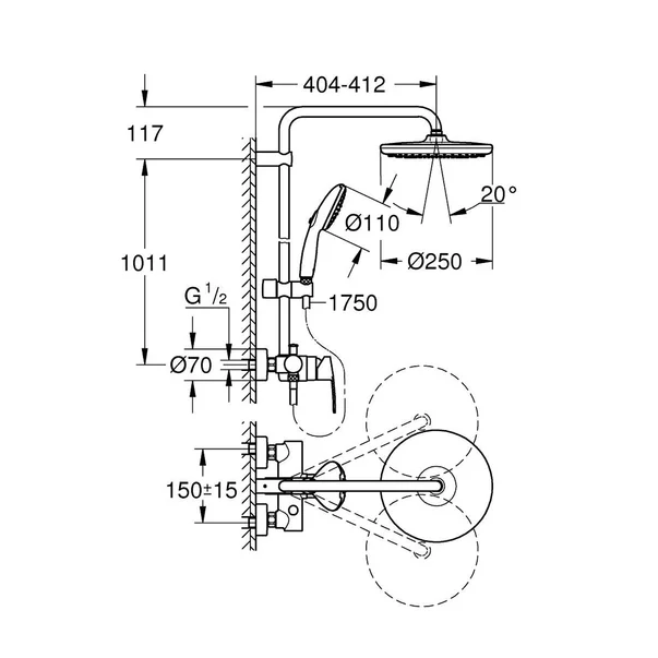 Coloana de dus Grohe Tempesta 250 finisaj crom lucios [5]