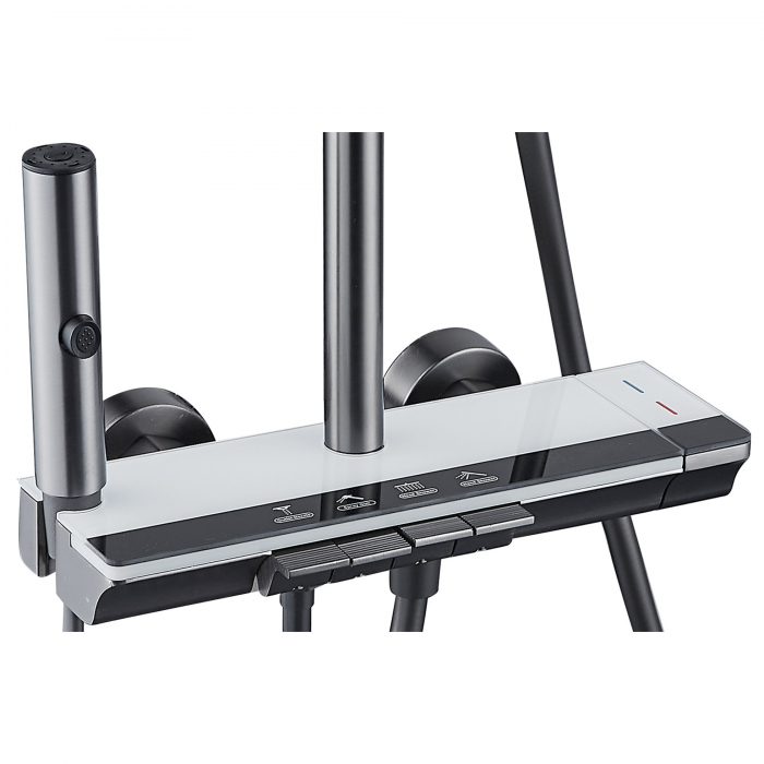 Coloana de dus RAIZ Origins PURE, 4 functii, Montare rapida, Jet reglabil, Presiune ridicata, Para de dus, Dus fix cu functie ploaie, Functie bideu, Negru mat [3]