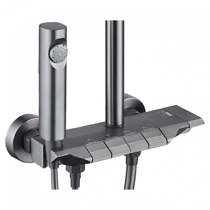 Coloana de dus RAIZ Origins NOVA, 4 functii, Montare rapida, Jet reglabil, Presiune ridicata, Para de dus, Dus fix cu functie ploaie, Functie bideu, Negru mat [3]