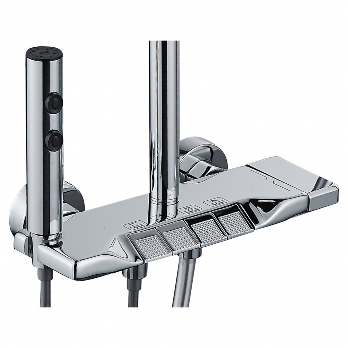 Coloana de dus RAIZ Origins Crest, 4 functii, Usor de montat, Presiune ridicata, Jet reglabil, Materiale premium, Dus fix cu functie ploaie, Functie bideu, Argintiu [3]