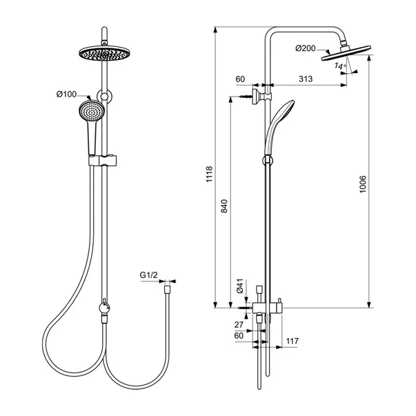 Coloana de dus negru mat Ideal Standard Cerafine O fara baterie [2]